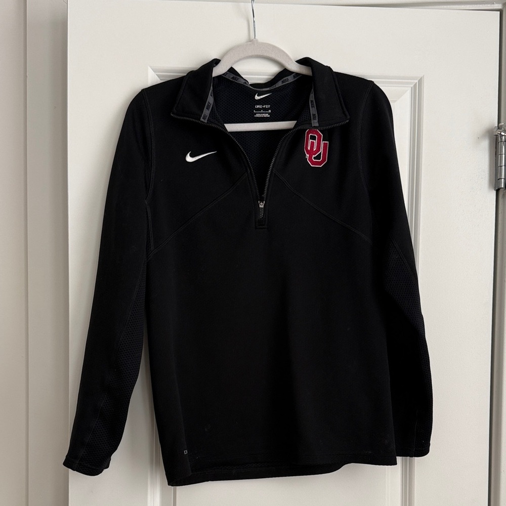 Nike Black Quarter-Zip Pullover with Red OU Logo